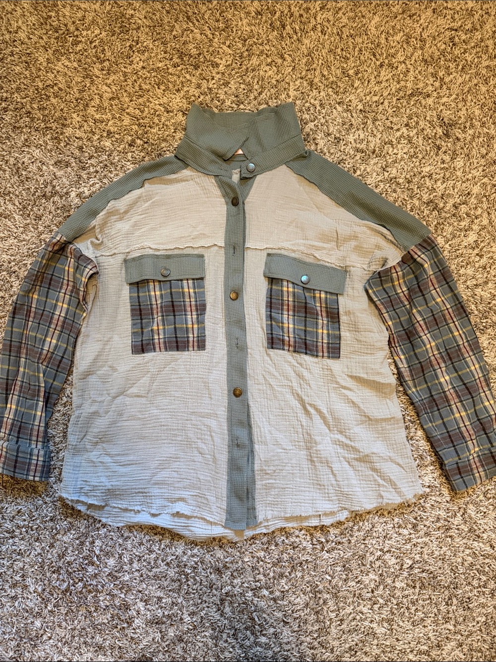 Blue and Plaid Button Down Shirt